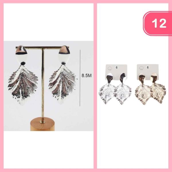 METAL FEATHER EARRING (12 UNITS)