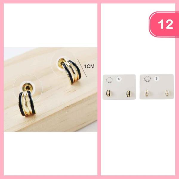 TWO TONE LAYERED EARRING (12 UNITS)