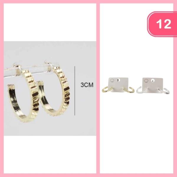 TEXTURED HOOP EARRING (12 UNITS)