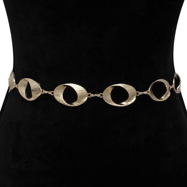 OVAL ROUND METAL TEXTURED LINK METAL HOOK BELT