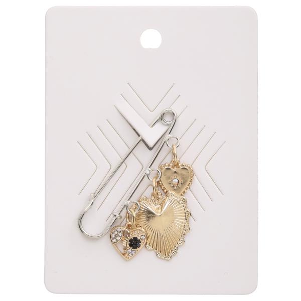 TWO TONE HEART CHARM METAL PIN