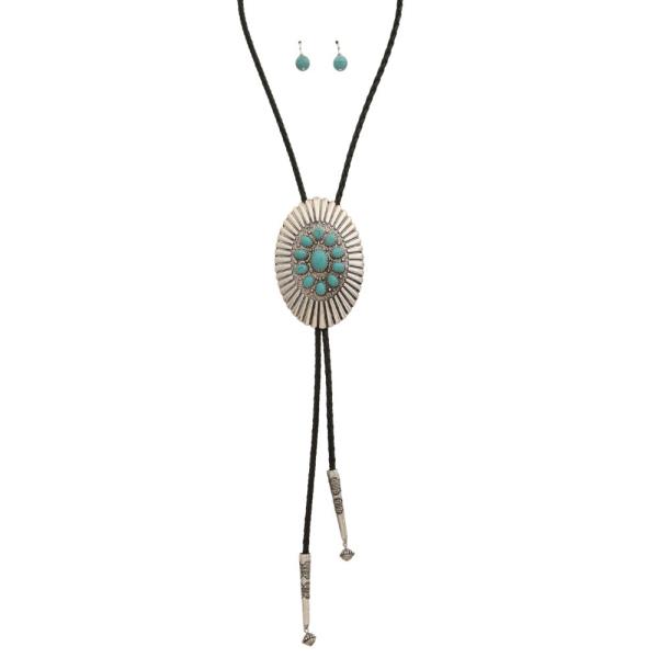 WESTERN CONCHO PU LEATHER NECKLACE