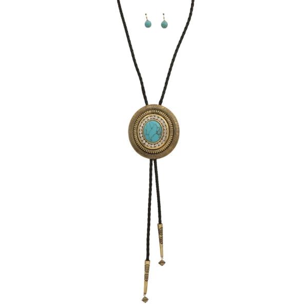 WESTERN CONCHO PU LEATHER NECKLACE
