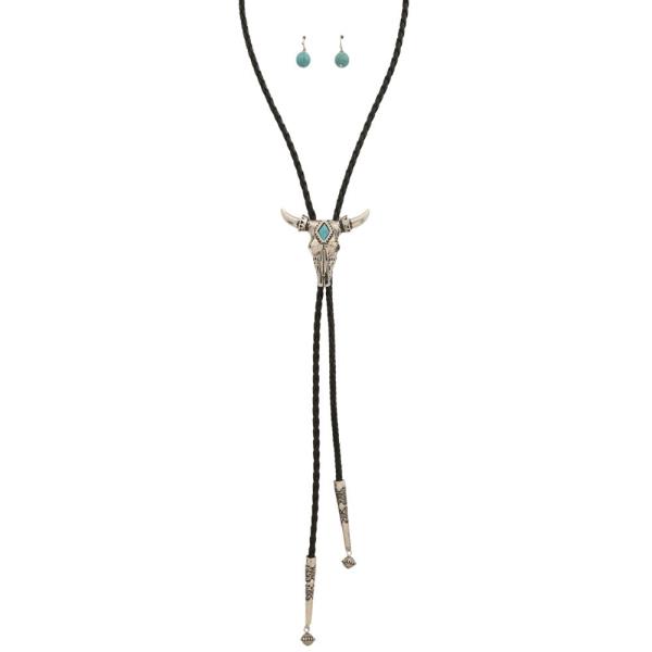 WESTERN CATTLE HEAD PU LEATHER NECKLACE