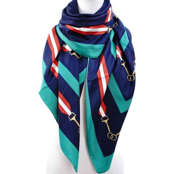 CHAIN PATTERN SILKY SQUARE SCARF