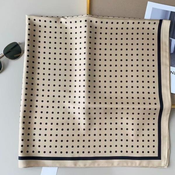 POLKA DOT SILKY BANDANA SQUARE NECK SCARF
