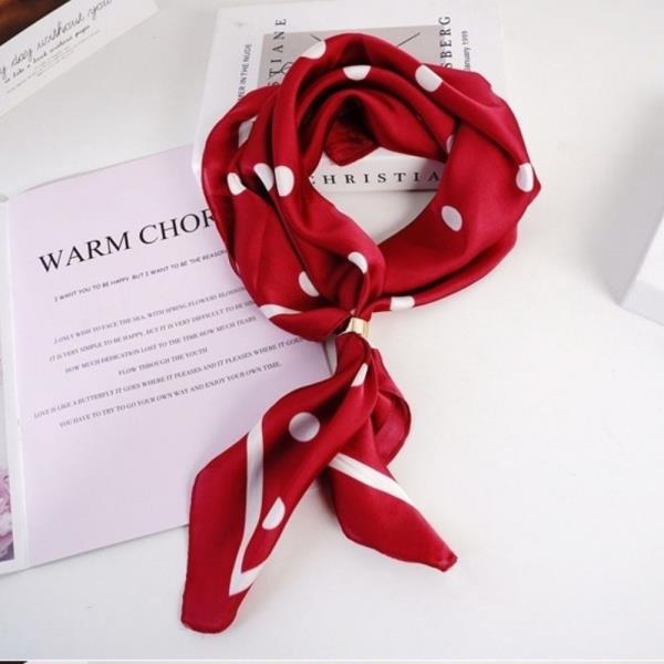 POLKA DOT SILKY BANDANA SQUARE NECK SCARF