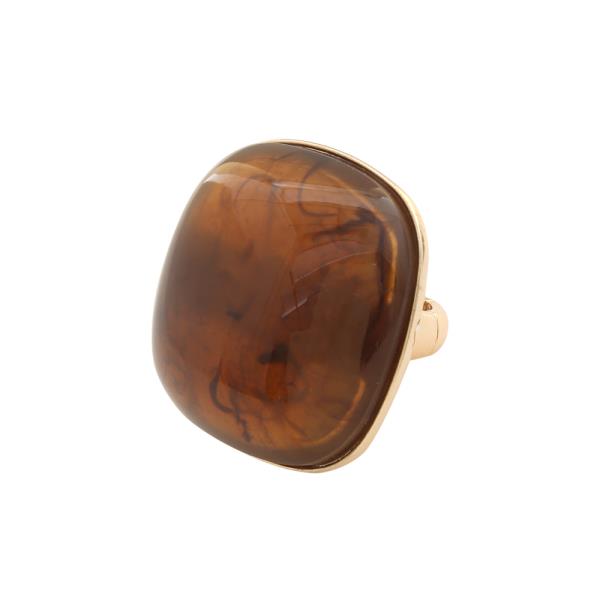 SQUARE COLOR GEMSTONE METAL RING