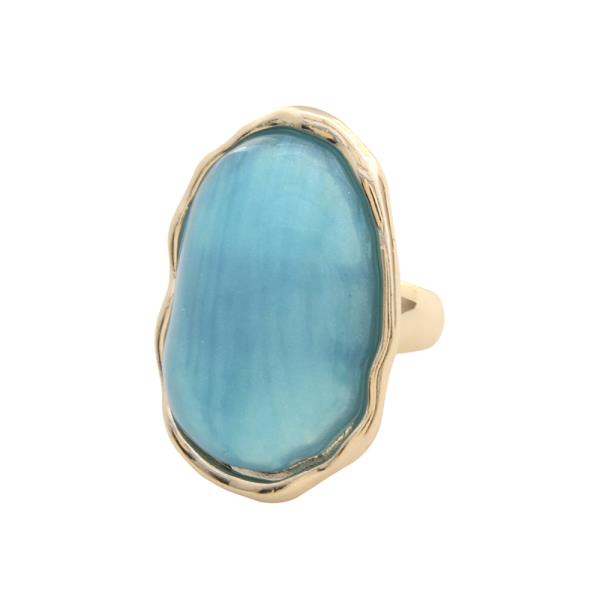 OVAL COLOR GEMSTONE METAL RING
