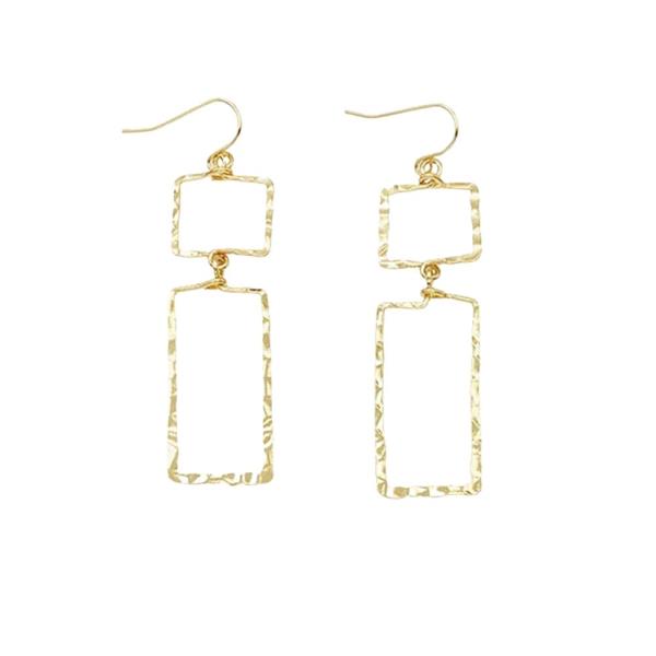METAL RECTANGLE LINK DANGLE EARRING