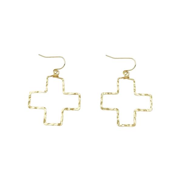 METAL CROSS SHAPE DANGLE EARRING