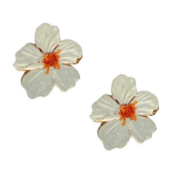 LARGE CLEAR FLOWER EARRING