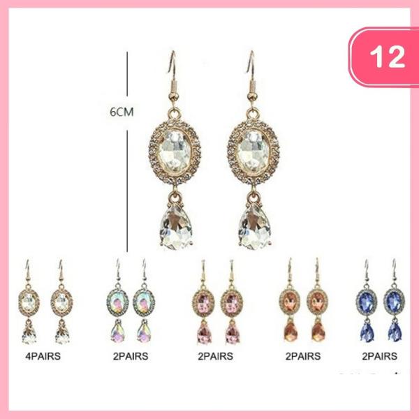 RHINESTONE DANGLE EARRINGS (12 UNITS)