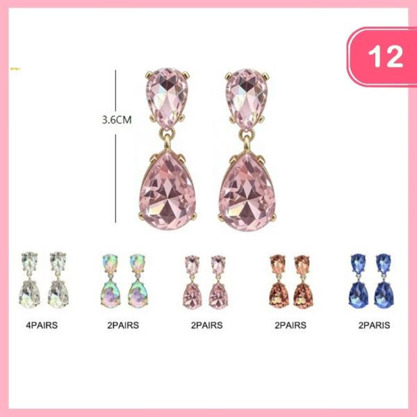 RHINESTONE DANGLE EARRING (12 UNITS)