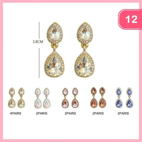 RHINESTONE DANGLE EARRING (12 UNITS)