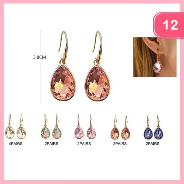 RHINESTONE DANGLE EARRING (12 UNITS)