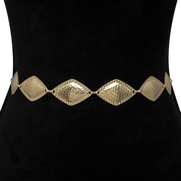 GEOMETRIC SHAPE TEXTURED METAL HOOK BELT