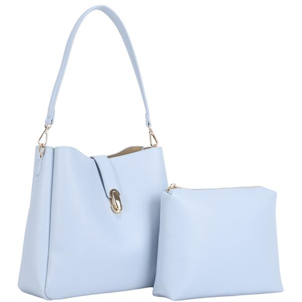 2IN1 PLAIN COLOR SHOULDER HOBO W ZIPPER BAG SET