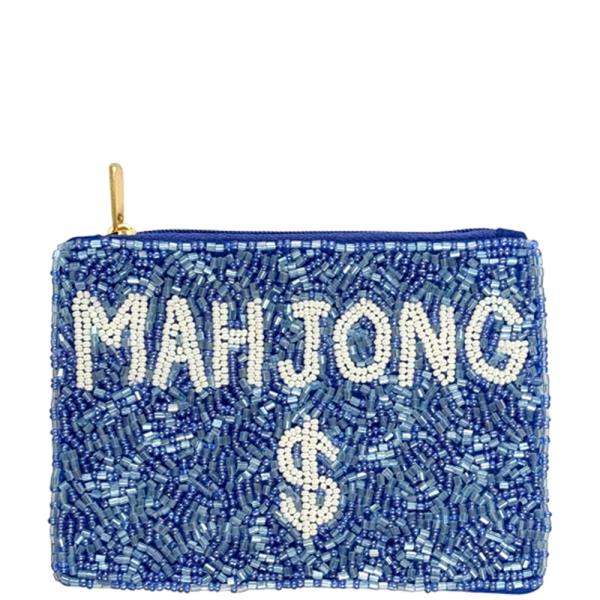 SEED BEAD MAHJONG MONEY COIN PURSE POUCH BAG