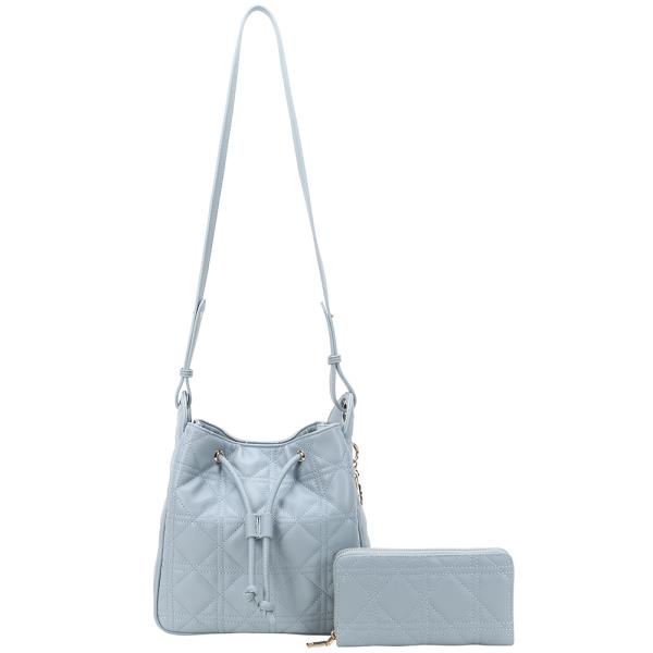 QUILTED DRAWSTRING SHOULDER CROSSBODY BAG