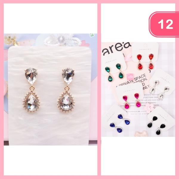 RHINESTONE DANGLE EARRINGS (12 UNITS)