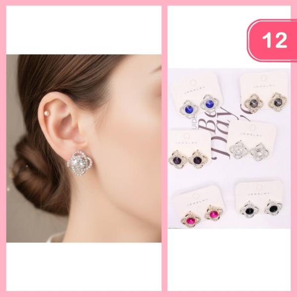 RHINESTONE POST EARRING (12 UNITS)