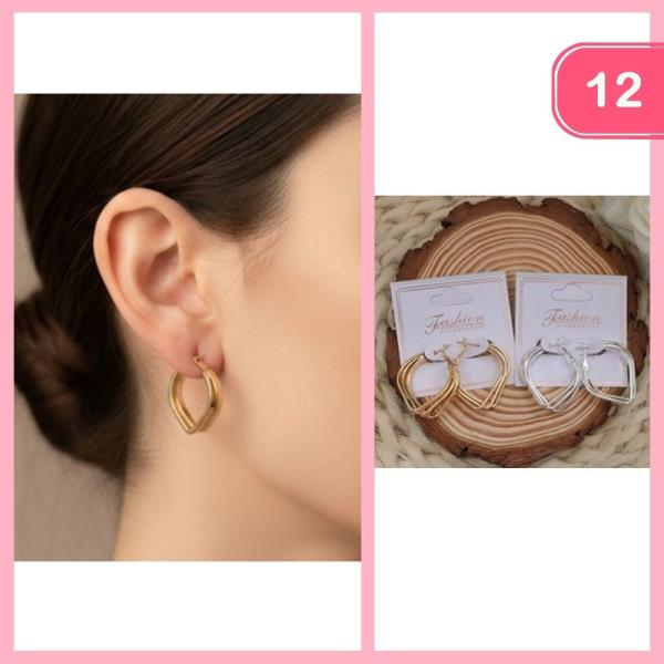 LAYERED METAL HOOP EARRING (12 UNITS)