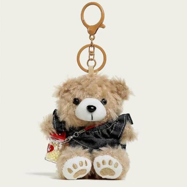 TEDDY BEAR WITH MINI CROSS BODY BAG DRESS PURSE CHARM KEYCHAIN