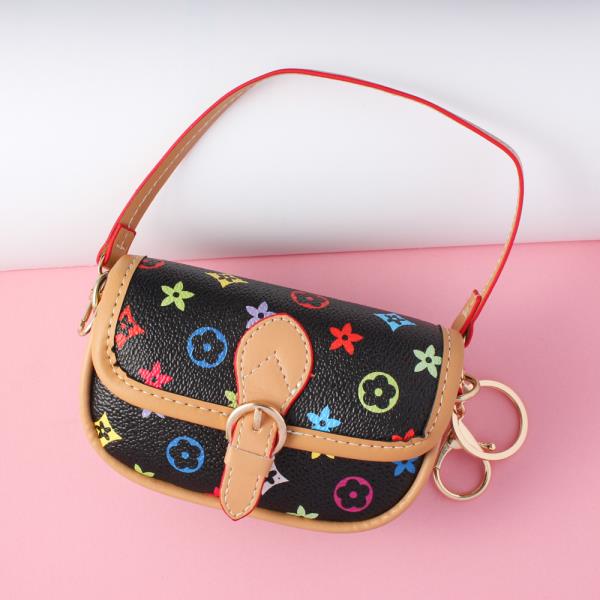 FLOWER PATTERN PURSE CHARM KEYCHAIN