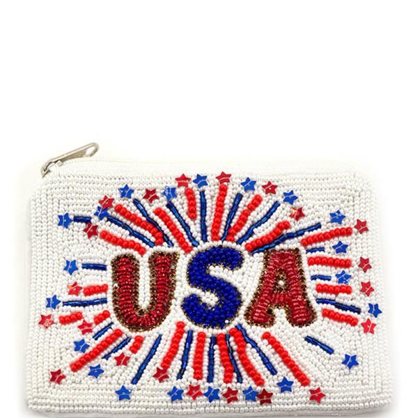 SEED BEAD USA COIN PURSE BAG