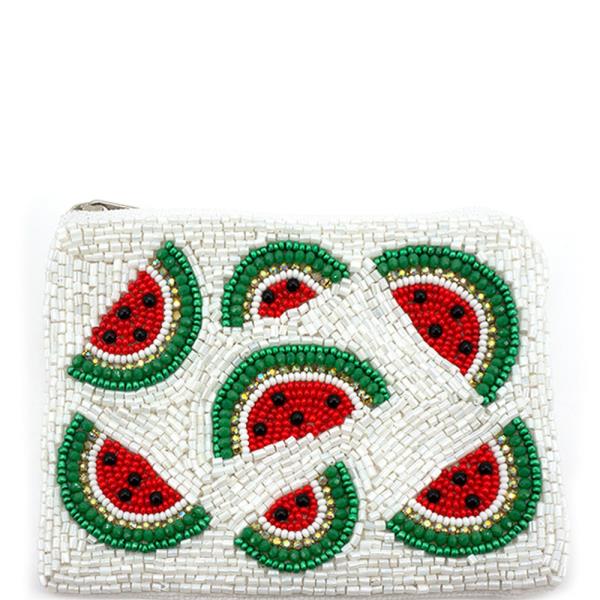 SEED BEAD WATERMELON SLICE PATTERN COIN PURSE BAG