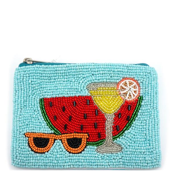 SEED BEAD WATERMELON MARTINI COIN PURSE BAG