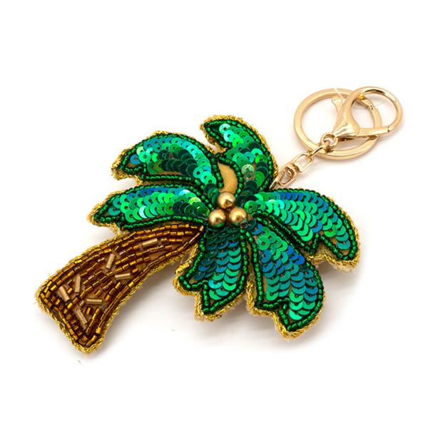 BEADED PALM TREE CHARM BAG CHARM KEYCHAIN