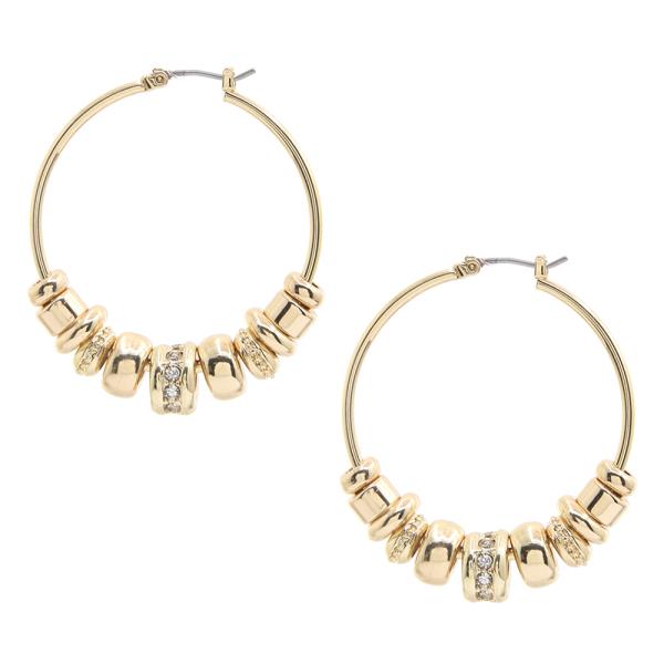 MIX METAL BEADED HOOP EARRING