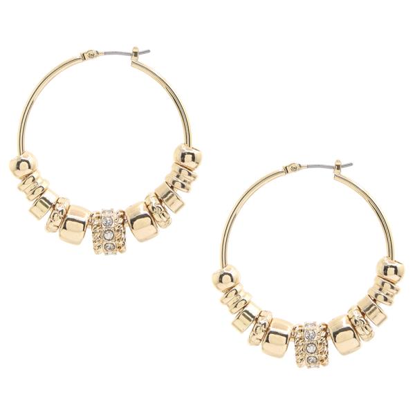 MIX METAL BEADED HOOP EARRING