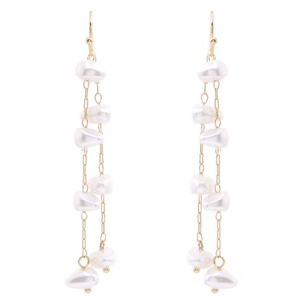 DOUBLE CHAIN PEARL LINK DROP EARRING
