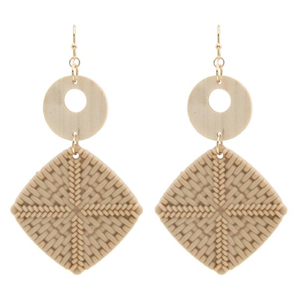 CIRCLE DANGLE SQUARE WOVEN EARRING