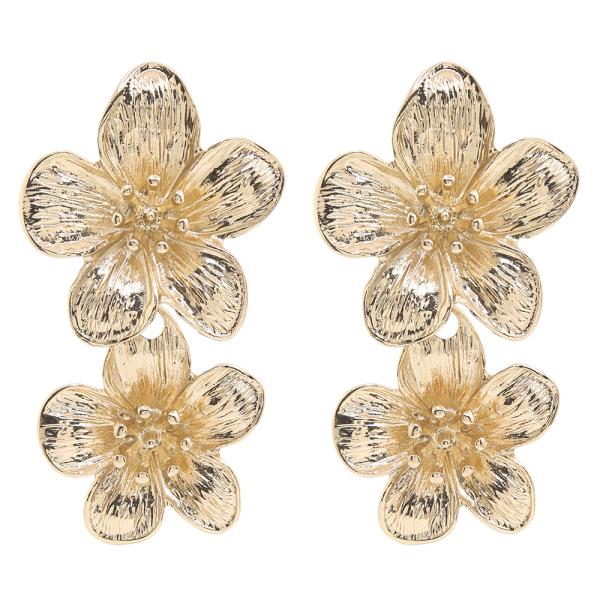 DOUBLE FLOWER METAL EARRING