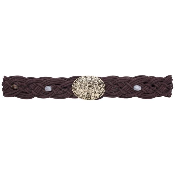 FLOWER OVAL METAL BRAIDED BELT