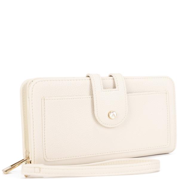 PLAIN TEXTURED ZIPPER HAND STRAP WALLET