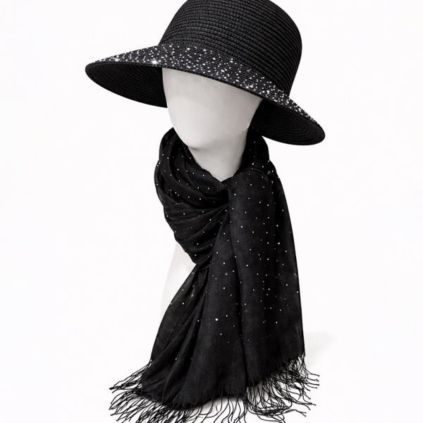 MICRO DOT FRINGE LIGHTWEIGHT LONG OBLONG SCARF