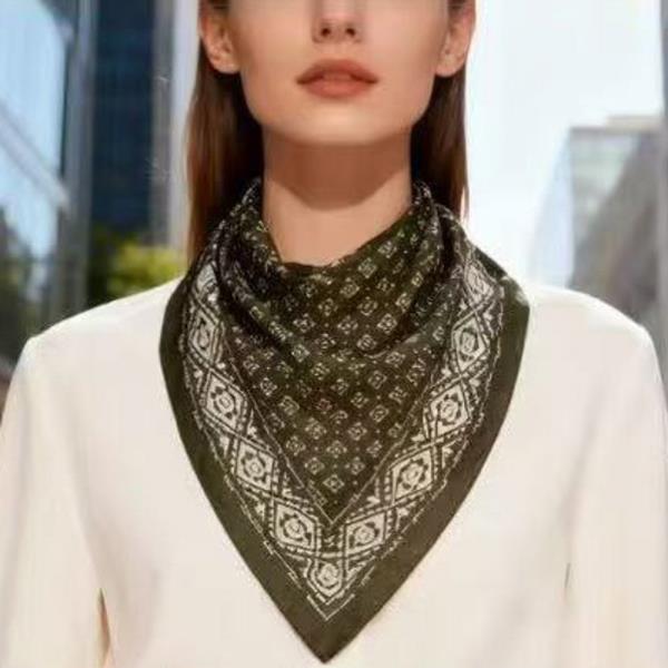 PATTERN SILK LIKE SILKY BANDANA SQUARE NECK SCARF