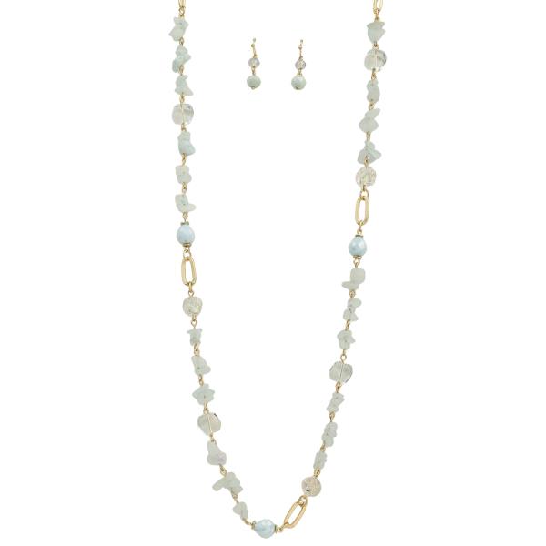 BEADED MIX LINK NECKLACE EARRING SET