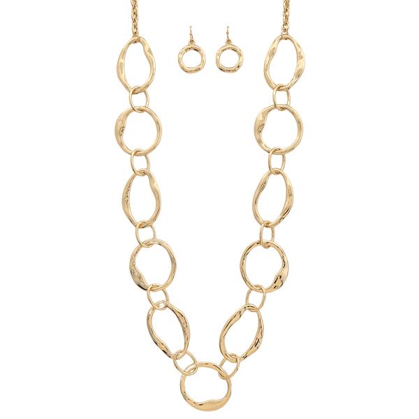 ROUND METAL LINK NECKLACE EARRING SET