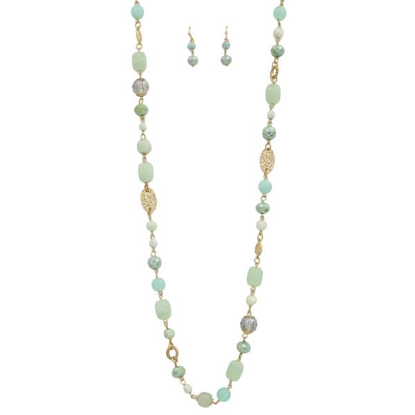 BEADED MIX NECKLACE EARRING SET