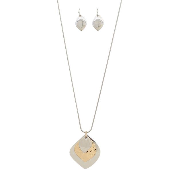 METAL SHAPE PENDANT NECKLACE EARRING SET