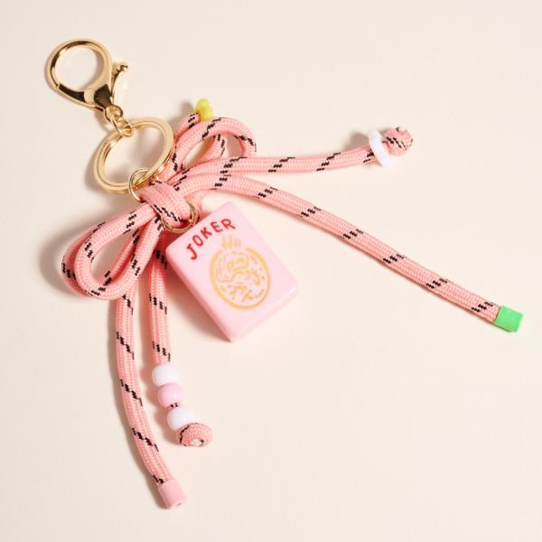 DROP WHT MAHJONG WITH WHITE CORD BOW KEY SINGLE