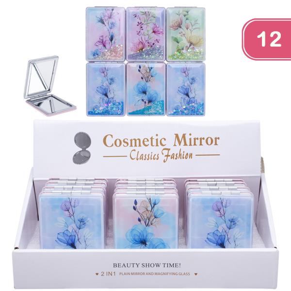 2IN1 PLANE MIRROR AND MAGNIFYING GLASS FLOWER (12 UNITS)