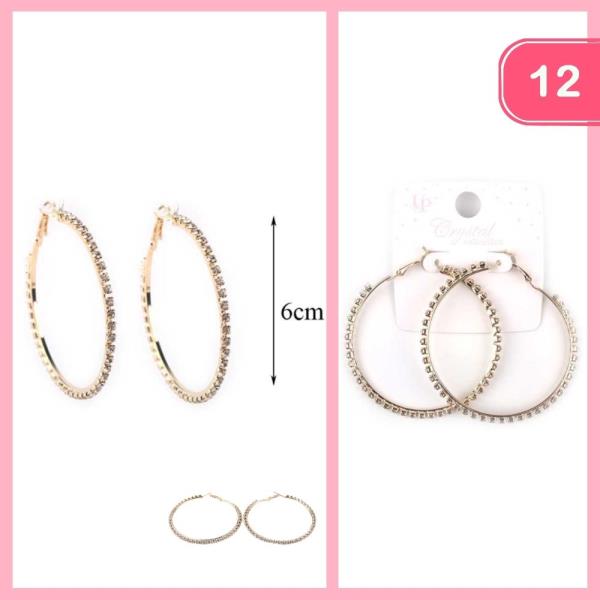 RHINESTONE HOOP EARRING (12 UNITS)