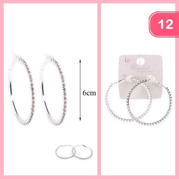 RHINESTONE HOOP EARRING (12 UNITS)